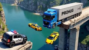 #2: Автомобили против невозможного моста из брёвен в BeamNG Drive!