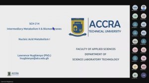 SCH 214 Intermediary Metabolism II & Biomembranes - Course Introduction & Nucleotide Degradation