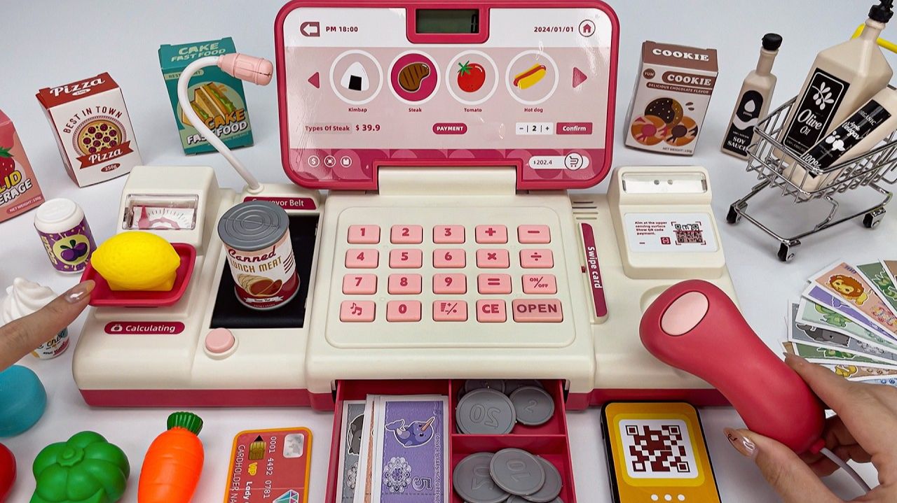 Игрушка-кассовый аппарат для супермаркета 🛒 Распаковка и Обзор ярких игрушек! Мультики для детей!