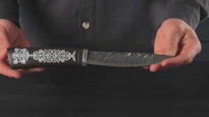 Якутский нож «Амга», сталь Х12МФ, рукоять черный мореный граб / орнамент (ссылка в описании)