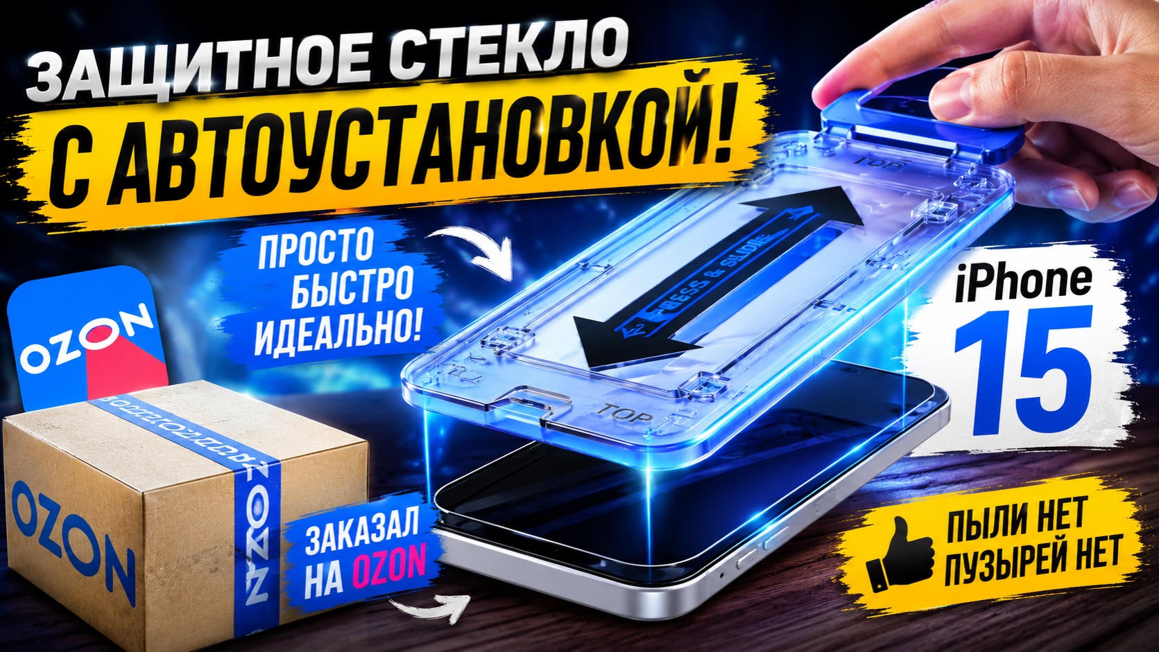 Установка защитного стекла 🙃 Защитное стекло для IPhone15 с автоматической установкой #iphone