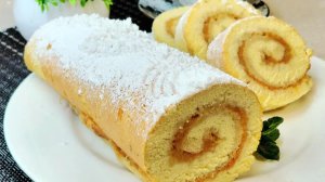 Бисквитный Яблочный Рулет Вкусно и Просто. Рулет с яблоками.