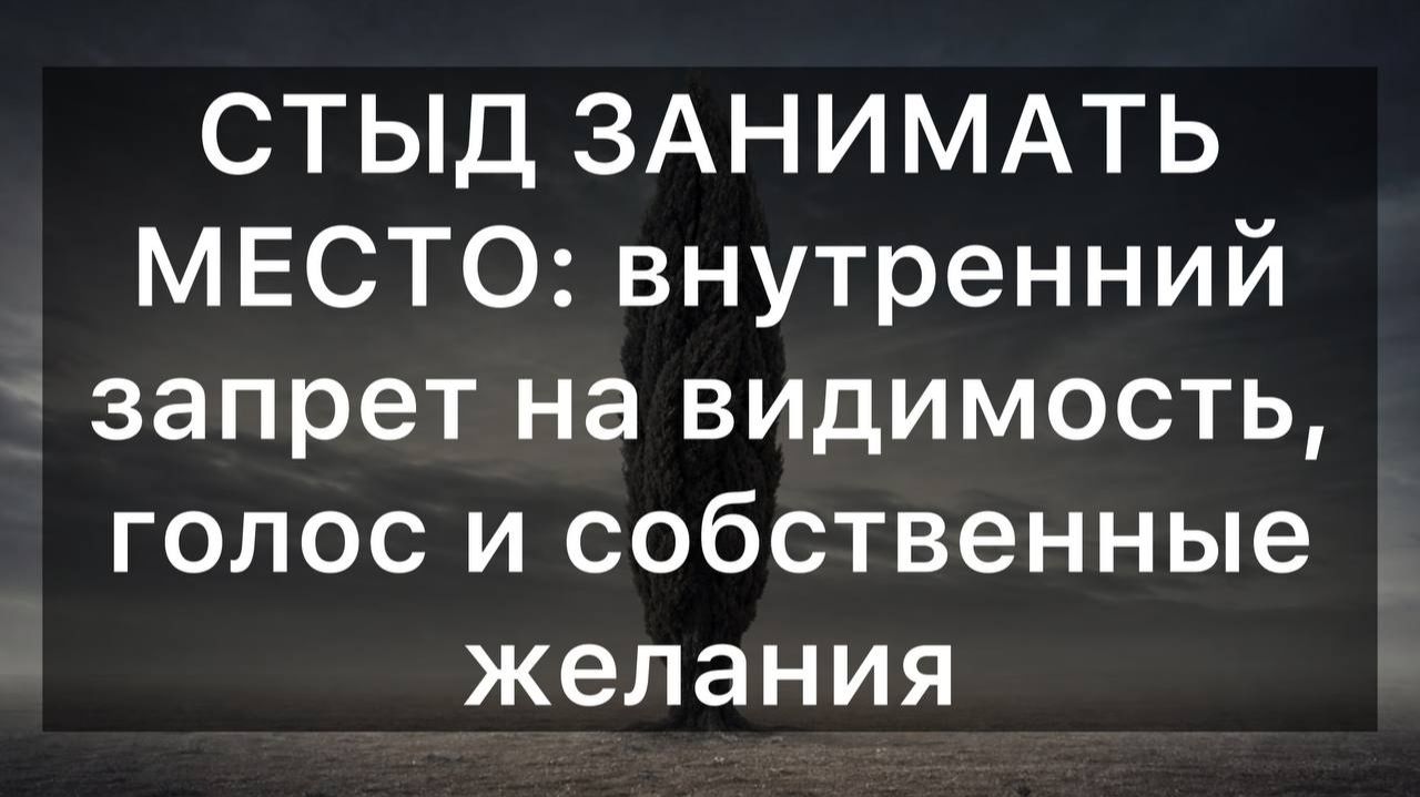 СТЫД ЗАНИМАТЬ МЕСТО: внутренний запрет на видимость, голос и собственные желания смотреть онлайн