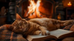🐾 РАССЛАБЛЯЮЩЕЕ МУРЧАНИЕ КОШКИ У КАМИНА 🔥 ЗВУКИ ДЛЯ ГЛУБОКОГО СНА И РЕЛАКСА