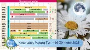 Календарь Марии Тун 2026 – июнь – с 16 по 30
