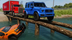 #22: Автомобили против невозможного моста из брёвен в BeamNG Drive!