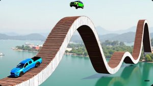 Автомобили против моста как американские горки в BeamNG Drive!