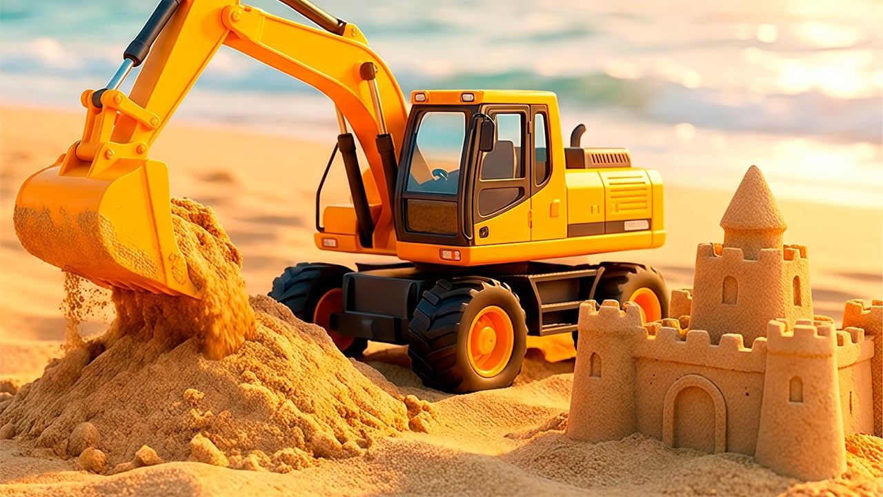 Экскаватор строит город из песка! Машинки и песочные приключения 🚜🏖️ | Для детей