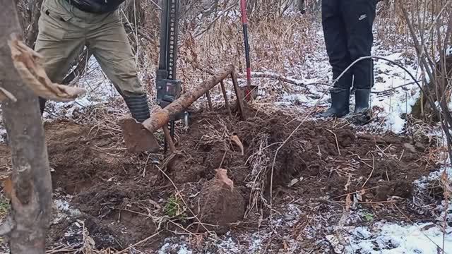 Копаем металл в борщевике_Выпал первый снег_Все грязные... #КопМеталлавлесу #металлокоп смотреть онлайн