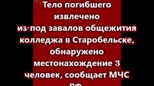 Тело погибшего извлечено из-под завалов общежития колледжа в Старобельске