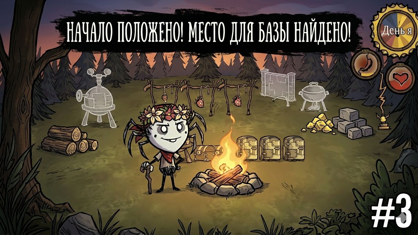 Всё отлично! Построил базу на 5й день! Don't Starve. Выживаем целый год за Webber Pt.3