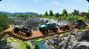 Автомобили против ловушки из брёвен в BeamNG Drive!