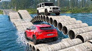Автомобили против мостов из труб #2 в BeamNG Drive!