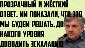 Ищенко: Прозрачный ответ. Им показали, что это мы будем решать, до какой уровня доводить эскалацию.