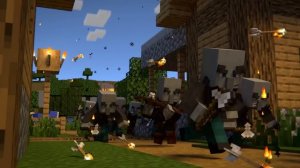 Minecraft атака Равагера — жители и Разбойники в эпическом сражении