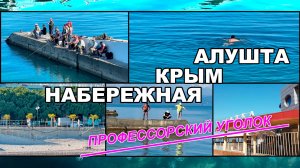АЛУШТА и её ПРОФЕССОРСКИЙ УГОЛОК. ОТДЫХАЮЩИЕ любуются КРИСТАЛЬНОЙ ВОДОЙ. РЫБАКИ СОРЕВНУЮТСЯ ЗА УЛОВ