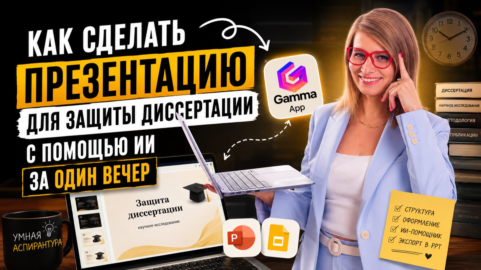 Как сделать презентацию для защиты диссертации с помощью ИИ за 1 вечер?