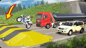 Автомобили против чудовищных лежачих полицейских — BeamNG Drive — 🔥