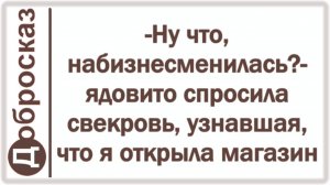 -Ну что, набизнесменилась?- ядовито спросила свекровь, узнавшая, что я открыла магазин