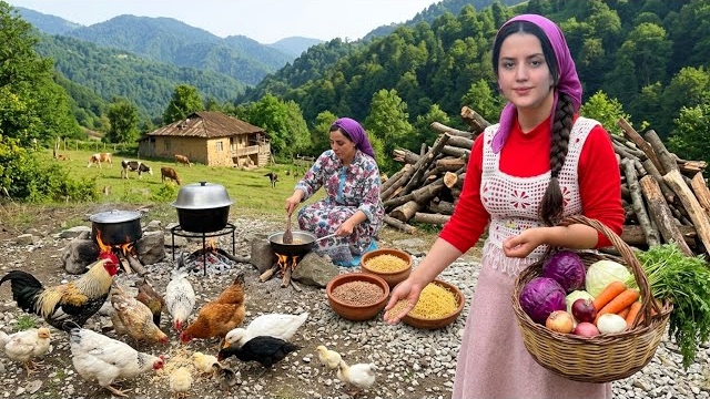 Деревенская жизнь в Иране. Приготовление традиционных блюд на ужин