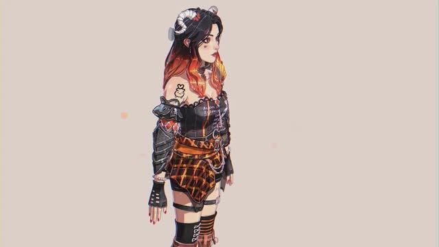 Flaming demon goth girlie near you! (Blender process video) смотреть онлайн
