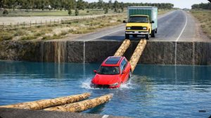 #3: Автомобили против невозможного моста из брёвен в BeamNG Drive!