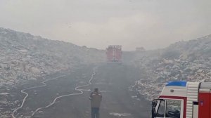Пожар на мусорном полигоне под Ачинском