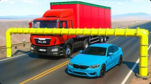 Автомобили против экстремально низких труб в BeamNG Drive!
