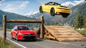 Автомобили против ловушки из брёвен в BeamNG Drive!