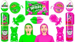 Розовая vs Зеленая еда Челлендж # Битвы с едой с BooBoom Challenge