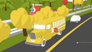 Мультфильм раскраска про школьный автобус. Учим цвета с паровозиком.