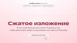 3. В чем самая большая цель в жизни (сжатое изложение)