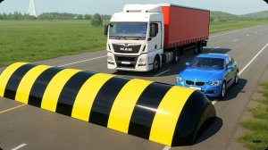 Автомобили против огромных лежачих полицейских #4 в BeamNG Drive!