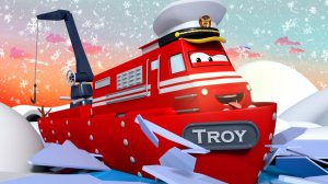 Поезд Трой -  Поезд ЛЕДОКОЛ спасает Тину! - Автомобильный Город 🚄 детский мультфильм