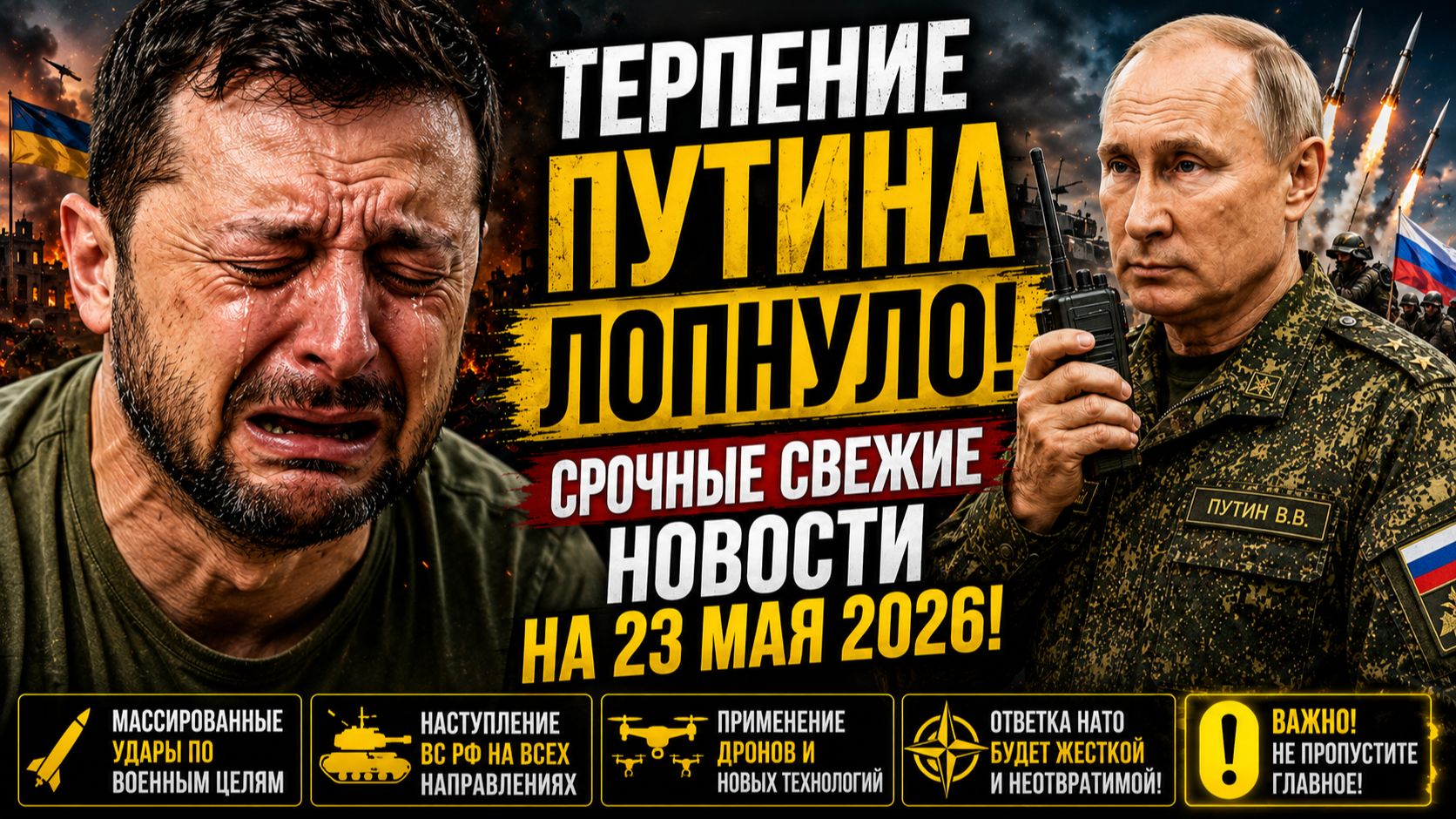 ТЕРПЕНИЕ ПУТИНА ЛОПНУЛО! СРОЧНЫЕ СВЕЖИЕ НОВОСТИ НА 23 МАЯ 2026!