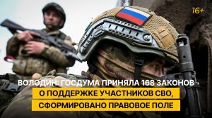 Володин: Госдума приняла 168 законов о поддержке участников СВО, сформировано правовое поле