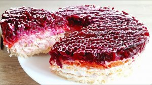 Такой САЛАТ Съедят за Минуту! Рецепт Слоеного Салата из Свеклы и Курицы!