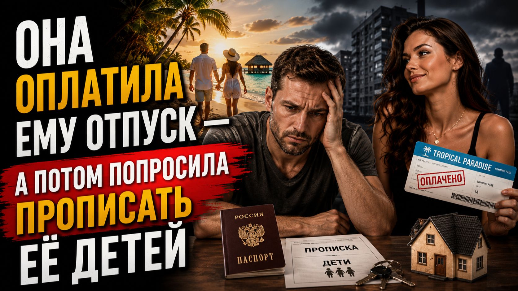 ОНА ОПЛАТИЛА ЕМУ ОТПУСК — А ПОТОМ ПОПРОСИЛА ПРОПИСАТЬ ЕЁ ДЕТЕЙ смотреть онлайн
