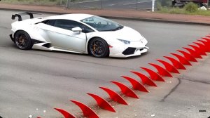 Автомобили против шипов #4 в BeamNG Drive!