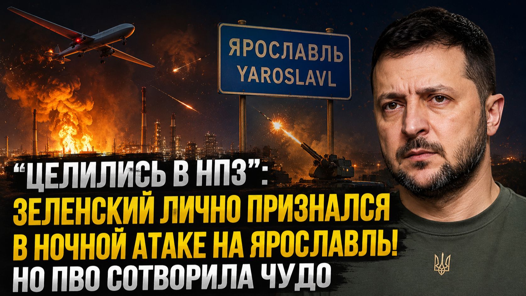 ВЗРЫВЫ НА НПЗ!!: Зеленский лично признался в ночной атаке на Ярославль! Но ПВО сотворила чудо