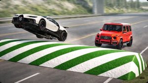 Автомобили против массивных лежачих полицейских #2 в BeamNG Drive!