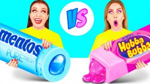 Розовая еда vs Голубая еда Челлендж # Битвы с едой от BooBoom Challenge
