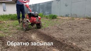 посадка картошки плугом мотоблоком