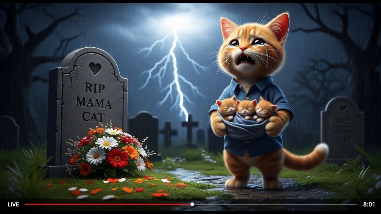 🐾 Храбрый рыжий котёнок в одиночку заботится о троих новорожденных после потери матери 💔😿