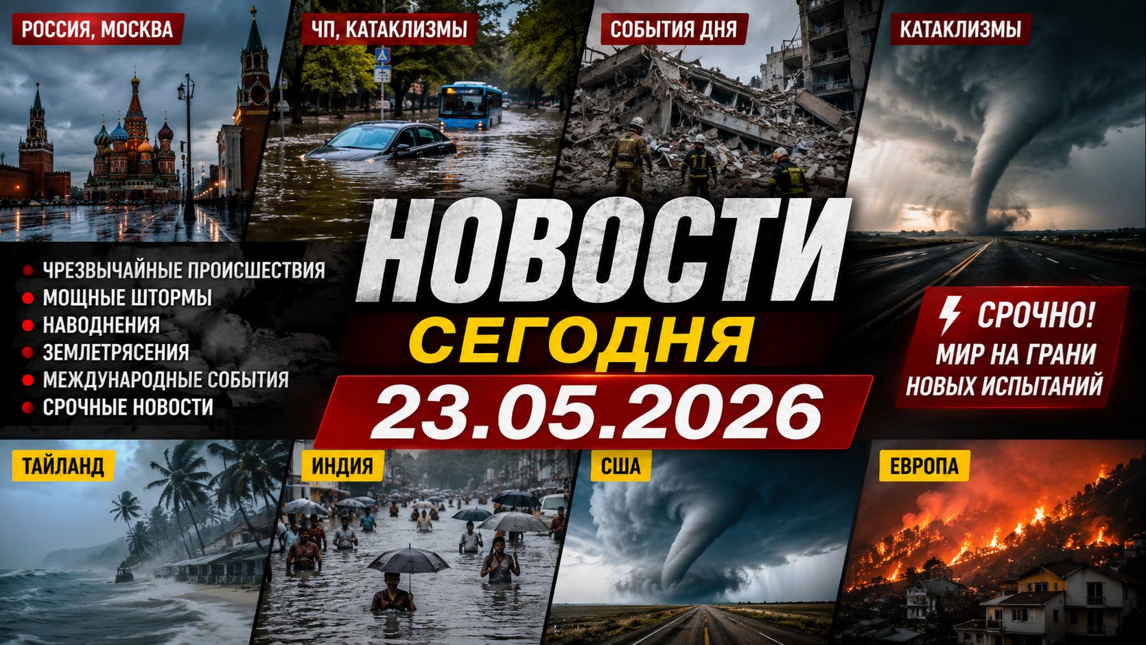 Сегодня Новости 23.05.2026 - Россия, Москва, ЧП, Катаклизмы, События Дня, Таиланд Индия США Европа смотреть онлайн