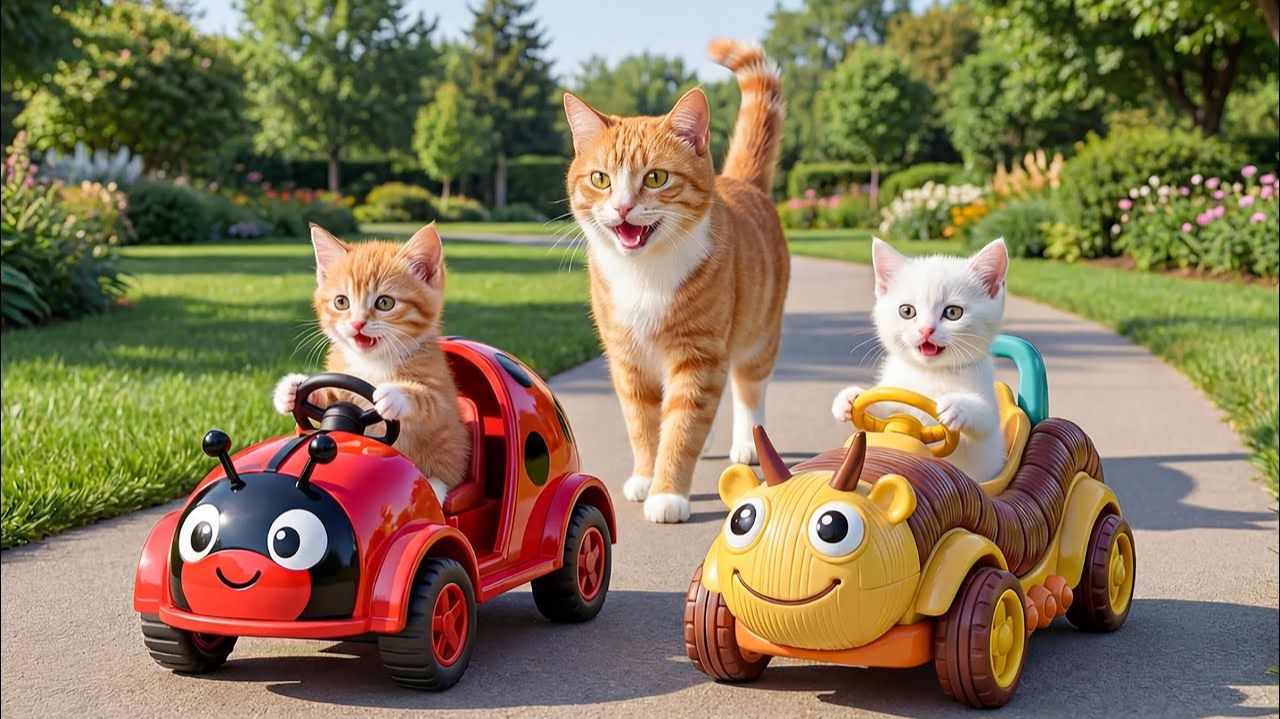 Котёнок падает с велосипеда… Мама-кошка лечится тарелкой тёплого супа и специальным подарком 🍲🎁❤️