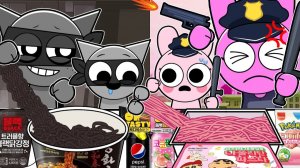 Полицейские и грабители! Incredibox Sprunki _ Серый против Пинки (+Малыш) Магазинчик МУКБАНГ