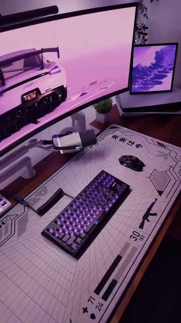 🤍💜 Porsche...😮_💨#gamingsetup#gamingroom#deskgoals#pcsetup#desksetup#desk#deskdecor#gamingpc#