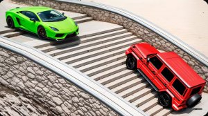 Автомобили против ступенек на дороге #4 в BeamNG Drive!
