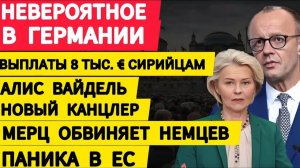 Невероятное в Германии. 8 тыс. €  сирийцам. Мерц обвиняет немцев. Вайдель новый канцлер. Паника в ЕС